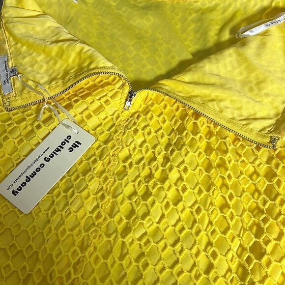 The Clothing Company Women's Geo Crochet Lined Yellow Midi Pencil Skirt Sz M NWT - Picture 9 of 10